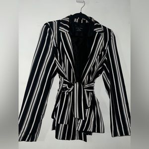 Striped blazer with belt